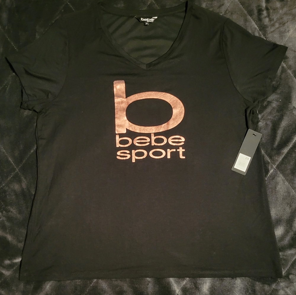 NWT - 2X Bebe Sports V-Neck Tee